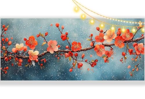 Diamond Painting Blume Diamant Painting Bilder Winter Malen nach Zahlen Erwachsene, DIY Diamond Painting Zubehör 5D Diamond Art Basteln Diamant Kunst Malerei Stickerei Set, Home Dekor 60 x 30 cm ll354 von Mailielie