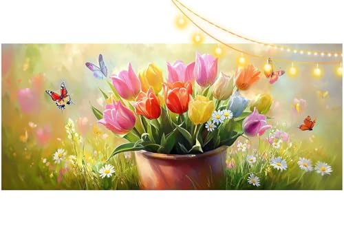 Diamond Painting Blume Diamond Painting Groß XXL 220 X 80 cm, 5D Diamant Painting Bilder Sommer Malen Nach Zahlen Erwachsene Basteln Crystal Strass Stickerei Malerei Kit, Home Decor Geschenk m737 von Mailielie