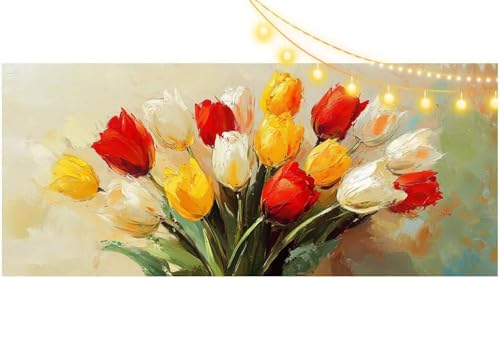 Diamond Painting Blume Diamond Painting Groß XXL 90x40 cm, 5D Diamant Painting Bilder Tulpe Malen Nach Zahlen Erwachsene Basteln Crystal Art Stickerei Malerei Kit, Home Decor Geschenk für Mädchen m731 von Mailielie