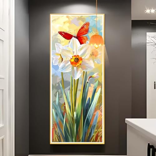 Diamond Painting Botanische Blume Diamond Painting XXL 40x70 cm, 5D Diamant Painting Bilder Schmetterling Malen Nach Zahlen Erwachsene Crystal Strass Stickerei Malerei Kit, Home Decor Geschenk fa789 von Mailielie