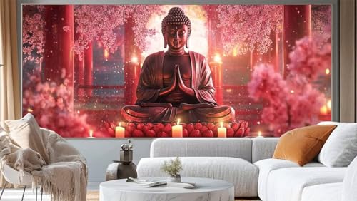 Diamond Painting Buddha Diamant Painting Bilder Blume Malen nach Zahlen Erwachsene,DIY Diamond Painting Zubehör 5D Diamond Art Basteln Diamant Kunst Malerei Stickerei Set,Home Dekor 140 x 70 cm ll200 von Mailielie