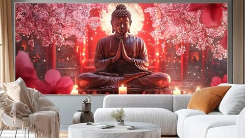 Diamond Painting Buddha Diamant Painting Bilder Blume Malen nach Zahlen Erwachsene,DIY Diamond Painting Zubehör 5D Diamond Art Basteln Diamant Kunst Malerei Stickerei Set,Home Dekor 140 x 70 cm ll198 von Mailielie