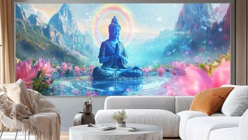 Diamond Painting Buddha Diamant Painting Bilder Blume Malen nach Zahlen Erwachsene,DIY Diamond Painting Zubehör 5D Diamond Art Basteln Diamant Kunst Malerei Stickerei Set,Home Dekor 140 x 70 cm ll202 von Mailielie