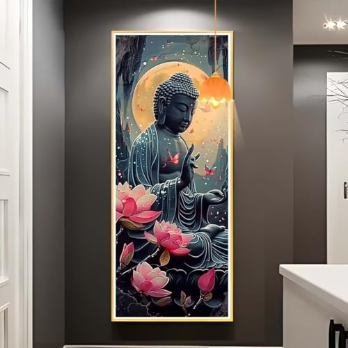 Diamond Painting Buddha Diamant Painting Bilder Erwachsene,Lotus Diamond Painting Eckige Steine,DIY Diamond Painting Zubehör 5D Diamond Art Diamant Malerei Stickerei,Deko Wohnzimmer 220 x 80 cm fa792 von Mailielie