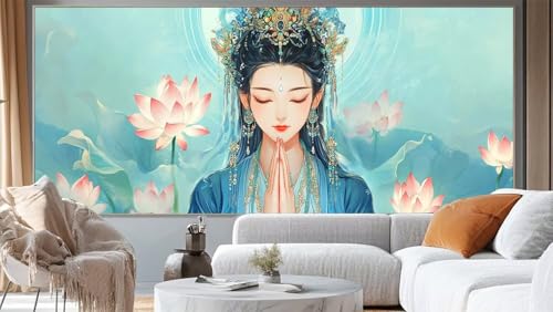 Diamond Painting Buddha Diamant Painting Bilder Lotus Malen nach Zahlen Erwachsene,DIY Diamond Painting Zubehör 5D Diamond Art Basteln Diamant Kunst Malerei Stickerei Set,Home Dekor 180 x 90 cm ll196 von Mailielie