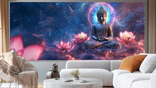 Diamond Painting Buddha Diamant Painting Bilder Mysterium Malen nach Zahlen Erwachsene,DIY 5D Diamond Painting Zubehör Mädchen Basteln Diamant Kunst Malerei Stickerei Set,Home Dekor 120 x 60 cm ll206 von Mailielie