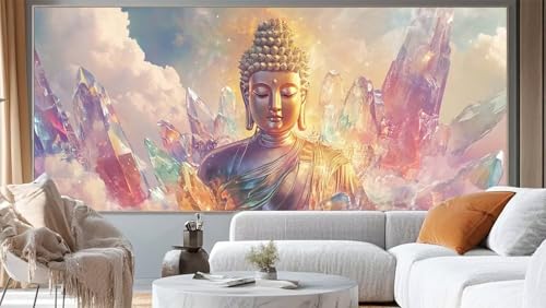 Diamond Painting Buddha Diamant Painting Bilder Wunderland Malen nach Zahlen Erwachsene,DIY 5D Diamond Painting Zubehör Mädchen Basteln Diamant Kunst Malerei Stickerei Set,Home Dekor 120 x 60 cm ll218 von Mailielie