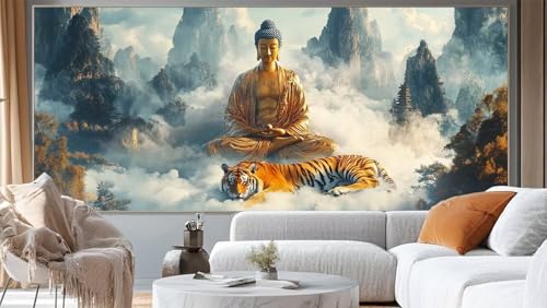 Diamond Painting Buddha Diamond Painting Groß XXL 100 x 50 cm, 5D Diamant Painting Bilder Tiger Malen Nach Zahlen Erwachsene Crystal Strass Stickerei Malerei Kit, Home Decor Geschenk für Mädchen ll203 von Mailielie