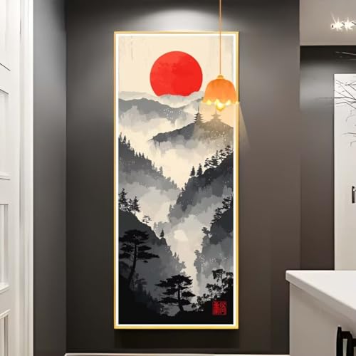 Diamond Painting Chinesischer Stil Diamond Painting XXL 40x90cm, 5D Diamant Painting Bilder Landschaft Malen Nach Zahlen Erwachsene Crystal Stickerei Malerei Kit, Home Decor Geschenk für Mädchen fa729 von Mailielie