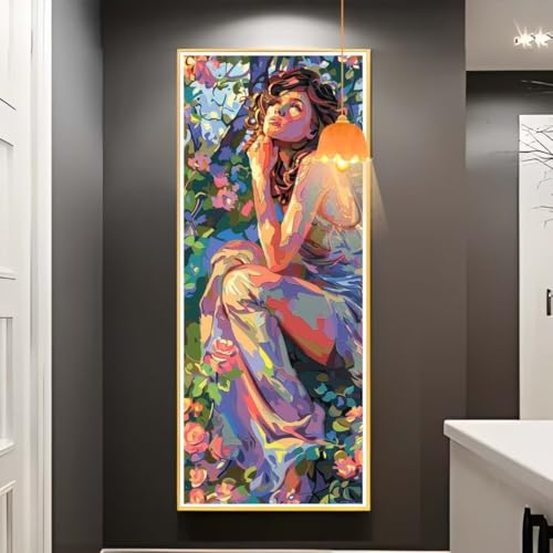 Diamond Painting Dame Diamant Painting Bilder Erwachsene, Vintage Diamond Painting Eckige Steine, DIY 5D Diamond Art Basteln Diamant Kunst Malerei Stickerei Set, Deko Wohnzimmer 200 x 100 cm fa700 von Mailielie