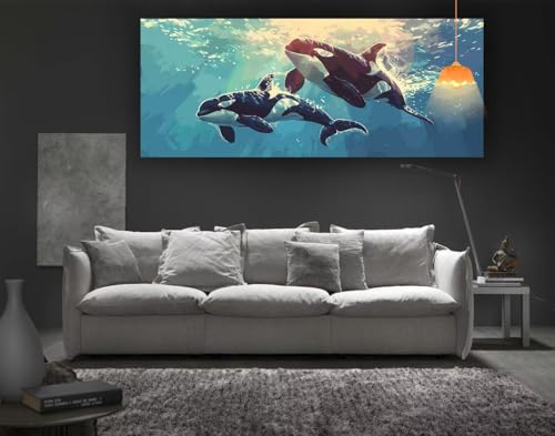 Diamond Painting Delfin Diamond Painting XXL 100 x 50 cm, 5D Diamant Painting Bilder Tier Diamond Painting Malen Nach Zahlen Erwachsene Crystal Strass Stickerei Malerei Kit, Home Decor Geschenk fa15 von Mailielie