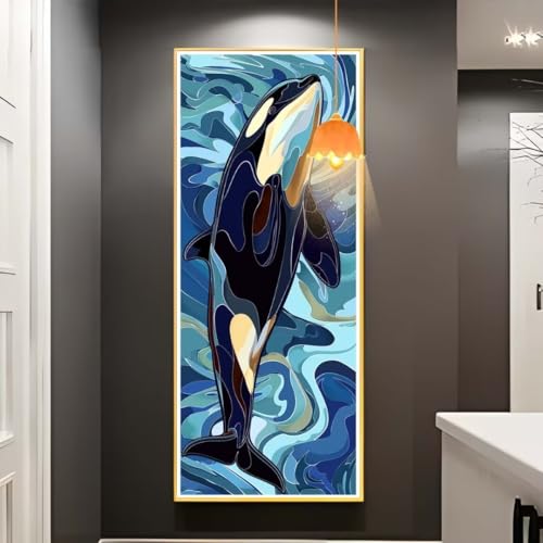 Diamond Painting Delfin Diamond Painting XXL 100x200 cm, 5D Diamant Painting Bilder Tier Diamond Painting Malen Nach Zahlen Erwachsene Crystal Strass Stickerei Malerei Kit, Home Decor Geschenk fa735 von Mailielie