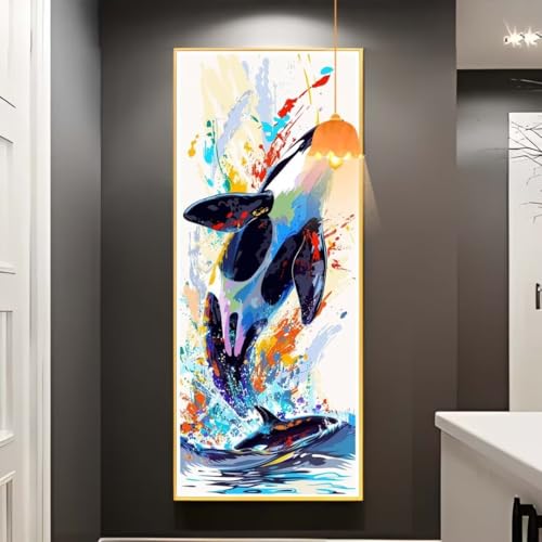 Diamond Painting Delfin Diamond Painting XXL 100x200 cm, 5D Diamant Painting Bilder Tier Diamond Painting Malen Nach Zahlen Erwachsene Crystal Strass Stickerei Malerei Kit, Home Decor Geschenk fa767 von Mailielie