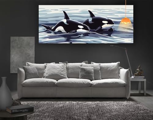 Diamond Painting Delphin Diamond Painting XXL 180 x 90 cm, 5D Diamant Painting Bilder Tier Malen Nach Zahlen Erwachsene Crystal Strass Stickerei Malerei Kit, Home Decor, Geschenk für Mädchen fa89 von Mailielie