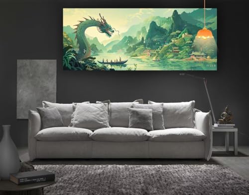 Diamond Painting Drache Diamant Painting Bilder Erwachsene, Fantasie Diamond Painting Eckige Steine, DIY 5D Diamond Art Basteln Diamant Kunst Malerei Stickerei Set, Deko Wohnzimmer 180 x 90 cm fa66 von Mailielie