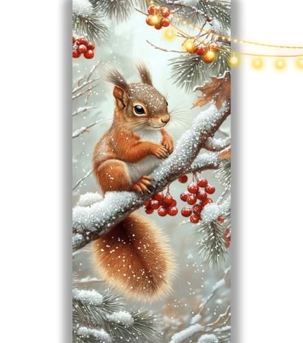 Diamond Painting Eichhörnchen Diamant Painting Bilder Winter Malen nach Zahlen Erwachsene, DIY 5D Diamond Painting Zubehör Mädchen Basteln Diamant Kunst Malerei Stickerei, Home Dekor 100x50 cm ll1084 von Mailielie