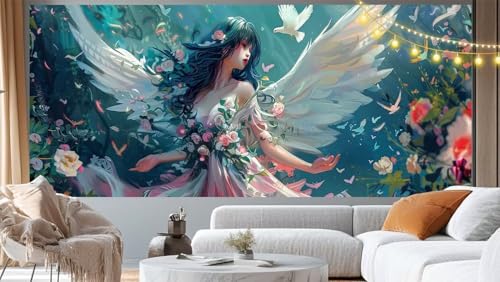 Diamond Painting Engel Diamant Painting Bilder Fantasie Malen nach Zahlen Erwachsene Kinder, DIY Diamond Art Bilder Basteln Diamant Kunst Malerei Stickerei Set, Deko Wohnzimmer Zuhause 70 X 40 CM m168 von Mailielie