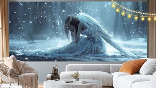 Diamond Painting Engel Diamant Painting Bilder Winterkulisse Malen nach Zahlen Erwachsene Kinder, 5D DIY Diamond Art Bilder Basteln Diamant Kunst Malerei Stickerei Set, Deko Wohnzimmer 100x50 cm m172 von Mailielie