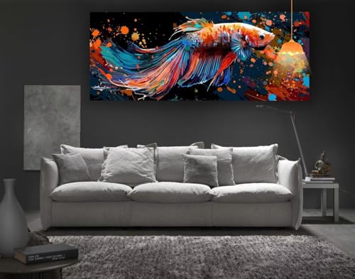 Diamond Painting Fisch Diamant Painting Bilder Erwachsene, Fantasie Diamond Painting Eckige Steine, DIY 5D Diamond Art Basteln Diamant Kunst Malerei Stickerei Set, Deko Wohnzimmer 100 x 50 cm fa138 von Mailielie