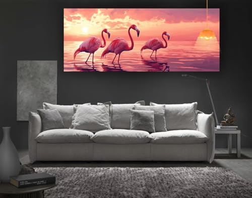 Diamond Painting Flamingo Diamant Painting Bilder Erwachsene, Tier Diamond Painting Eckige Steine, DIY 5D Diamond Art Basteln Diamant Kunst Malerei Stickerei Set, Deko Wohnzimmer 100 x 50 cm fa114 von Mailielie