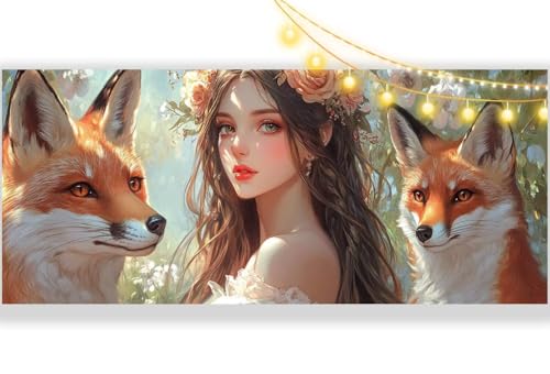 Diamond Painting Fuchs Diamant Painting Bilder Prinzessin Malen nach Zahlen Erwachsene Kinder, 5D DIY Basteln Diamant Kunst Bilder Malerei Stickerei Set, Wand Deko Wohnzimmer Zuhause 50 x 100 cm mm329 von Mailielie