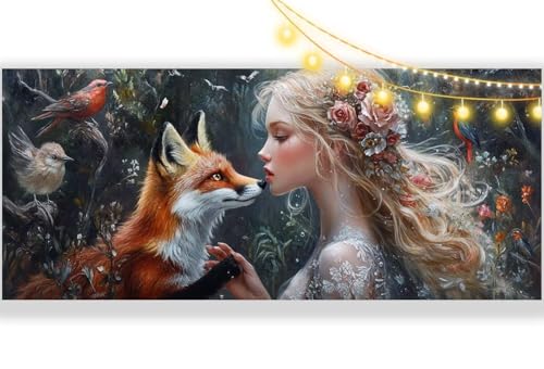 Diamond Painting Fuchs Diamond Painting Groß XXL 100x200 cm, 5D Diamant Painting Bilder Prinzessin Malen Nach Zahlen Erwachsene Anfänger Basteln Crystal Strass Stickerei Malerei Kit, Home Decor mm325 von Mailielie