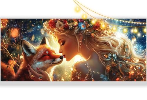 Diamond Painting Fuchs Diamond Painting Groß XXL 70 x 40 cm, 5D Diamant Painting Bilder Prinzessin Malen Nach Zahlen Erwachsene Crystal Strass Stickerei Malerei, Home Decor Geschenk für Mädchen ll323 von Mailielie