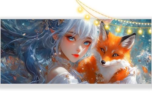 Diamond Painting Fuchs Diamond Painting Groß XXL 90 x 40 cm, 5D Diamant Painting Bilder Frau Diamond Painting Malen Nach Zahlen Erwachsene Stickerei Malerei Kit, Home Decor Geschenk für Mädchen ll333 von Mailielie