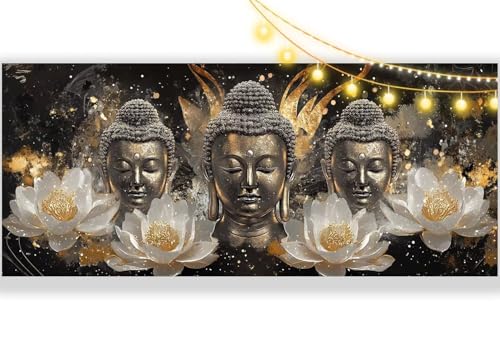 Diamond Painting Goldener Buddha Diamond Painting Groß XXL 90x40 cm, 5D Diamant Painting Bilder Lotus Malen Nach Zahlen Erwachsene Crystal Stickerei Malerei Kit, Home Decor Geschenk für Mädchen ll423 von Mailielie