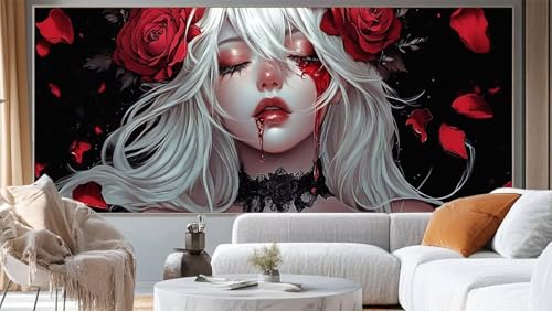 Diamond Painting Gothic Diamant Painting Bilder Prinzessin Malen nach Zahlen Erwachsene,DIY 5D Diamond Painting Zubehör Mädchen Basteln Diamant Kunst Malerei Stickerei Set,Home Dekor 150 x 60 cm ll236 von Mailielie