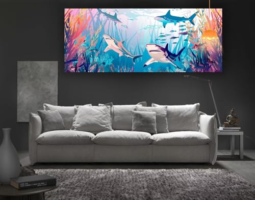 Diamond Painting Hai Diamond Painting XXL 180 x 90 cm, 5D Diamant Painting Bilder Meer Diamond Painting Malen Nach Zahlen Erwachsene Crystal Strass Stickerei Malerei Kit, Home Decor Geschenk fa107 von Mailielie