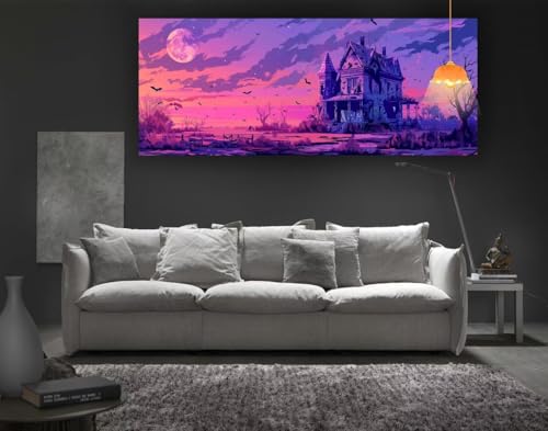 Diamond Painting Halloween Diamond Painting XXL 140 x 70 cm,5D Diamant Painting Bilder Landschaft Malen Nach Zahlen Erwachsene Crystal Strass Stickerei Malerei Kit,Home Decor Geschenk für Mädchen fa11 von Mailielie