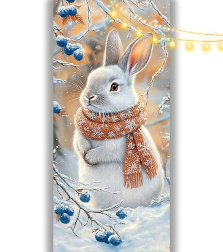 Diamond Painting Hase Diamant Painting Bilder Winter Malen nach Zahlen Erwachsene, DIY Diamond Painting Zubehör 5D Diamond Art Basteln Diamant Kunst Malerei Stickerei Set, Home Dekor 70 x 40 cm ll1100 von Mailielie