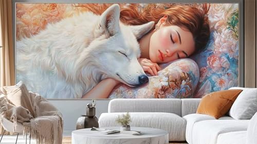 Diamond Painting Hund Diamant Painting Bilder Prinzessin Malen nach Zahlen Erwachsene,DIY Diamond Painting Zubehör 5D Diamond Art Basteln Diamant Kunst Malerei Stickerei Set,Home Dekor 160x80 cm ll248 von Mailielie