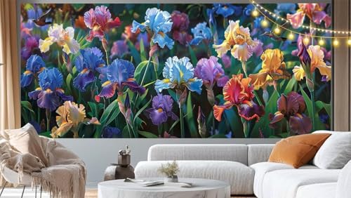 Diamond Painting Iris Diamant Painting Bilder Blume Malen nach Zahlen Erwachsene Kinder, 5D DIY Diamond Art Bilder Basteln Diamant Kunst Malerei Stickerei Set, Deko Wohnzimmer Zuhause 70x40 cm m48 von Mailielie