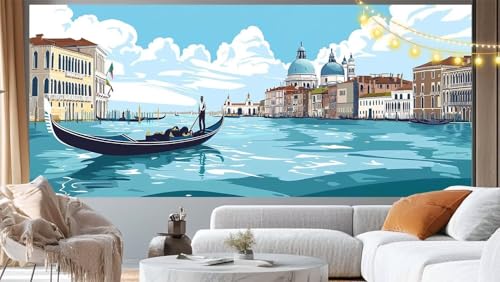 Diamond Painting Italien Diamant Painting Bilder Landschaft Malen nach Zahlen Erwachsene Kinder, 5D DIY Diamond Art Bilder Basteln Diamant Kunst Malerei Stickerei Set, Deko Wohnzimmer 120x60 cm m74 von Mailielie