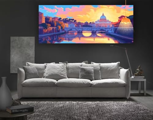 Diamond Painting Italienische Landschaft Diamond Painting XXL 140 x 70 cm, 5D Diamant Painting Bilder Sonnenuntergang Malen Nach Zahlen Erwachsene Crystal Strass Stickerei Malerei Kit, Home Decor fa21 von Mailielie