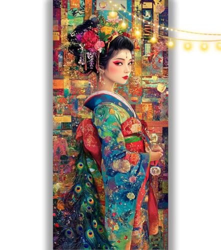 Diamond Painting Japanische Frau Diamant Painting Bilder Blume Malen nach Zahlen Erwachsene, DIY 5D Diamond Art Mädchen Basteln Diamant Kunst Malerei Stickerei Set, Deko Wohnzimmer 100 x 50 cm ll1066 von Mailielie