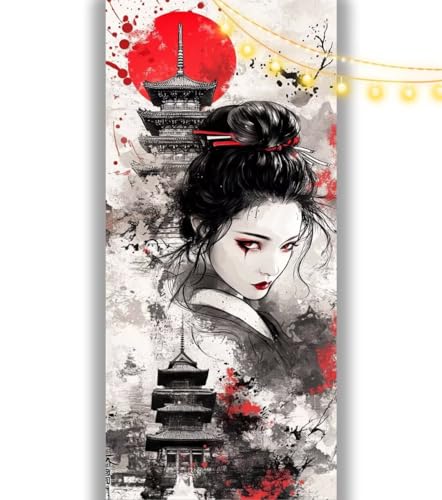 Diamond Painting Japanische Frau Diamant Painting Bilder Mond Malen nach Zahlen Erwachsene, DIY 5D Diamond Art Mädchen Basteln Diamant Kunst Malerei Stickerei Set, Deko Wohnzimmer 180 x 90 cm ll1070 von Mailielie