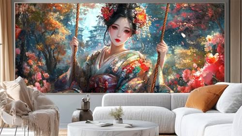 Diamond Painting Japanische Frau Diamond Painting Groß XXL 300 x 100 cm, 5D Diamant Painting Bilder Blume Malen Nach Zahlen Erwachsene Basteln Crystal Strass Stickerei Malerei Kit, Home Decor mm687 von Mailielie