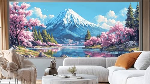 Diamond Painting Japanische Landschaft Diamant Painting Bilder Berg Malen nach Zahlen Erwachsene, DIY Diamond Painting Zubehör 5D Diamant Kunst Malerei Stickerei Set, Deko Wohnzimmer 180 x 90 cm ll670 von Mailielie