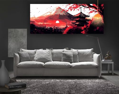 Diamond Painting Japanische Landschaft Diamant Painting Bilder Erwachsene, Berg Diamond Painting Eckige Steine, DIY 5D Diamond Art Diamant Kunst Malerei Stickerei Set, Deko Wohnzimmer 100x50 cm fa130 von Mailielie