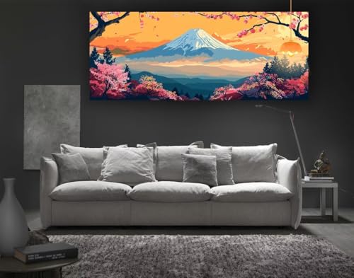 Diamond Painting Japanische Landschaft Diamant Painting Bilder Erwachsene, Berg Diamond Painting Eckige Steine, DIY 5D Diamond Art Diamant Kunst Malerei Stickerei Set, Deko Wohnzimmer 100x50 cm fa140 von Mailielie