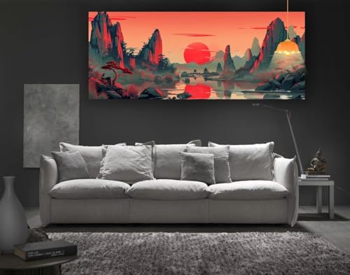 Diamond Painting Japanische Landschaft Diamond Painting XXL 140 x 70 cm, 5D Diamant Painting Bilder Berg Malen Nach Zahlen Erwachsene Crystal Strass Stickerei Malerei Kit, Home Decor Geschenk fa121 von Mailielie