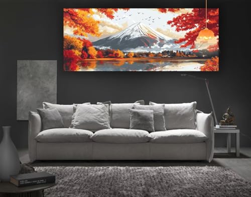 Diamond Painting Japanische Landschaft Diamond Painting XXL 300 x 100 cm, 5D Diamant Painting Bilder Berg Malen Nach Zahlen Erwachsene Crystal Strass Stickerei Malerei Kit, Home Decor Geschenk fa97 von Mailielie