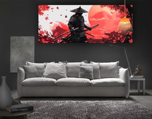 Diamond Painting Japanischer Samurai Diamant Painting Bilder Erwachsene, Mysterium Diamond Painting Eckige Steine, DIY 5D Diamond Art Diamant Kunst Malerei Stickerei, Deko Wohnzimmer 150 x 60 cm fa28 von Mailielie