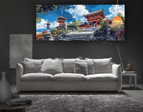 Diamond Painting Japanischer Stil Diamant Painting Bilder Erwachsene, Landschaft Diamond Painting Eckige Steine, DIY 5D Diamond Art Diamant Kunst Malerei Stickerei, Deko Wohnzimmer 300 x 100 cm fa102 von Mailielie