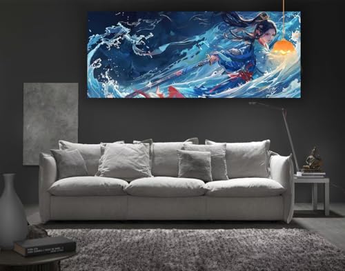 Diamond Painting Japanischer Stil Diamond Painting XXL 120 x 60 cm, 5D Diamant Painting Bilder Wellen Malen Nach Zahlen Erwachsene Crystal Stickerei Malerei Kit, Home Decor Geschenk für Mädchen fa13 von Mailielie