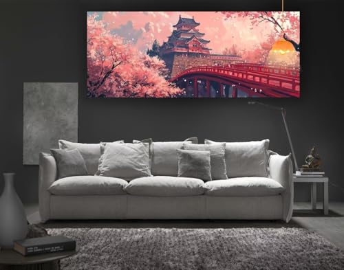 Diamond Painting Japanischer Stil Diamond Painting XXL 140 x 70 cm, 5D Diamant Painting Bilder Landschaft Malen Nach Zahlen Erwachsene Crystal Strass Stickerei Malerei Kit, Home Decor Geschenk fa93 von Mailielie