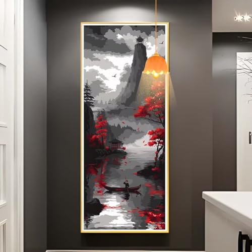 Diamond Painting Japanischer Stil Diamond Painting XXL 50x100cm, 5D Diamant Painting Bilder Landschaft Malen Nach Zahlen Erwachsene Crystal Stickerei Malerei Kit, Home Decor Geschenk für Mädchen fa737 von Mailielie